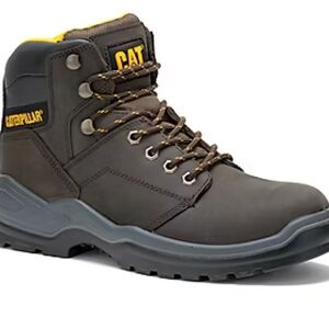 Caterpillar Brown Work Boot with Yellow Accents